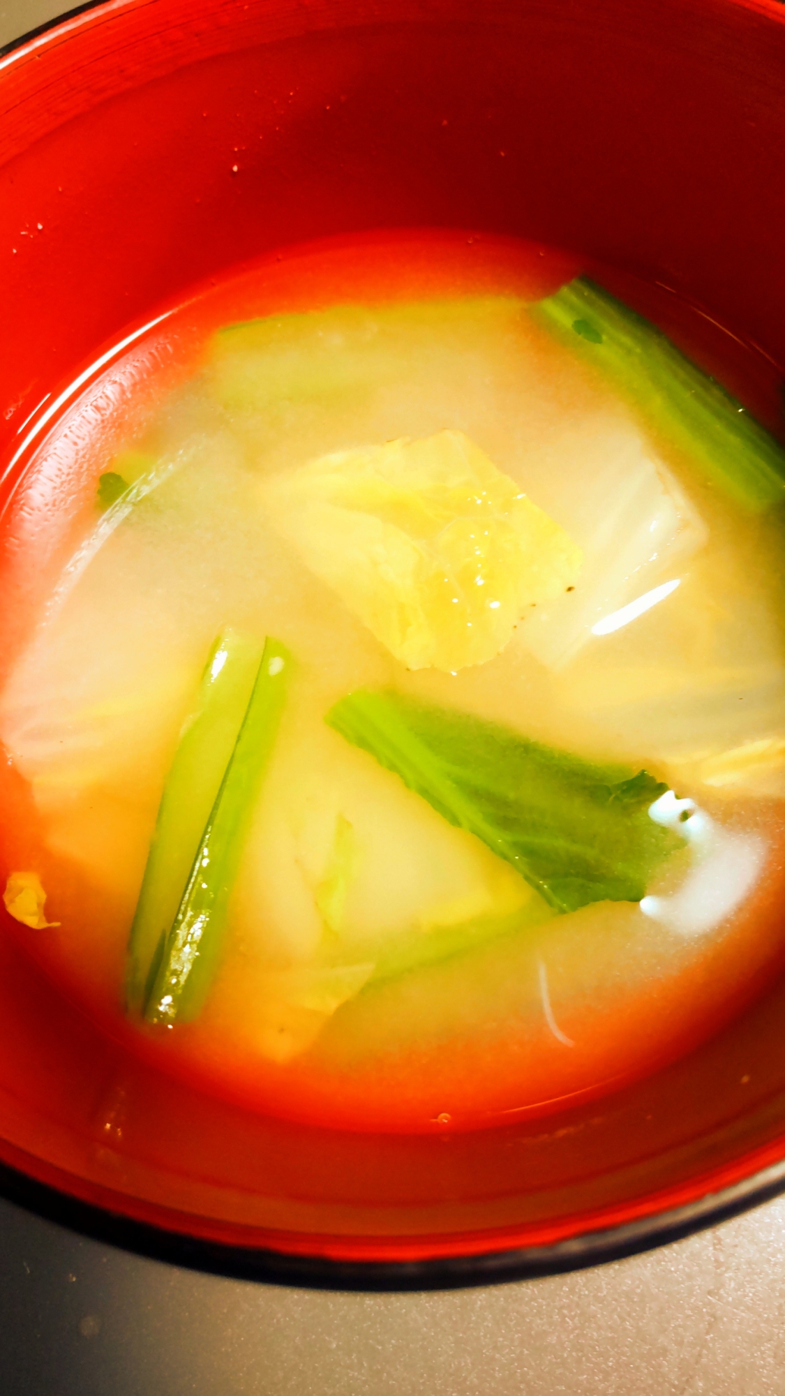 小松菜と白菜の味噌汁