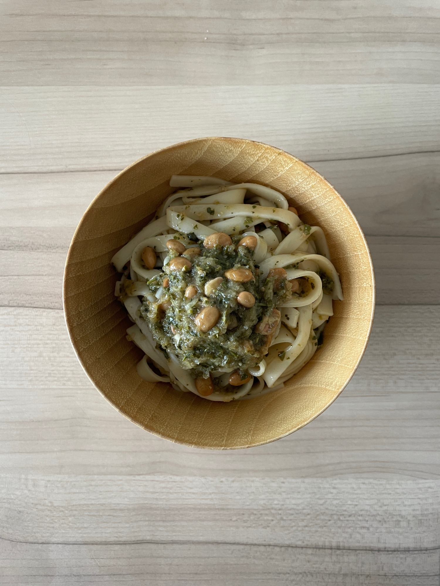 緑茶の出しがらと大根おろしの梅醤油味噌きしめん