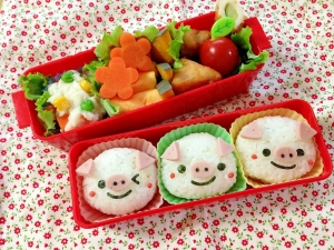 簡単キャラ弁 こぶたちゃんのデコおにぎり レシピ 作り方 By