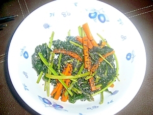 さつまいもの葉とにんじんのごま油炒め レシピ 作り方 By Tsukunio 楽天レシピ
