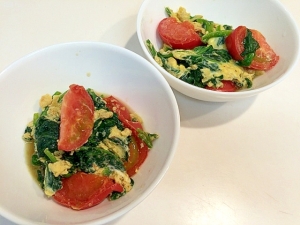 ビタミンたっぷり ほうれん草とトマトの卵とじ レシピ 作り方 By アボカドプリン 楽天レシピ