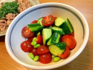 ミニトマト きゅうり 枝豆の夏サラダ レシピ 作り方 By Chayank ちゃやんく 楽天レシピ