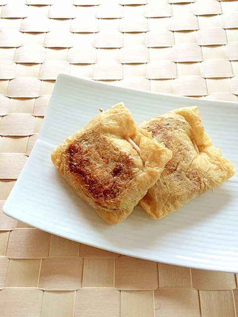 ネギ入り♪油揚げの納豆詰め焼き✿