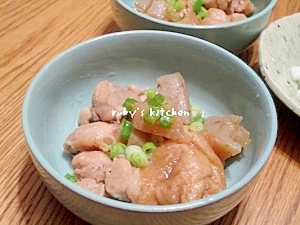 鶏もも肉とこんにゃく丁字麩の煮浸し レシピ 作り方 By Ruby Nao 楽天レシピ
