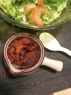 どんこ椎茸と蒟蒻とロースト胡桃のバルサミコ酢風味