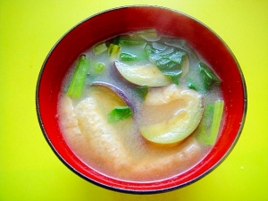 茄子とほうれん草油揚げの味噌汁 レシピ 作り方 By Mint74 楽天レシピ