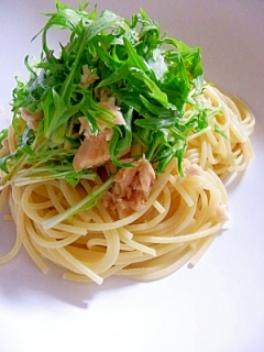 めんつゆで簡単味付け☆ 水菜とツナの和風パスタ