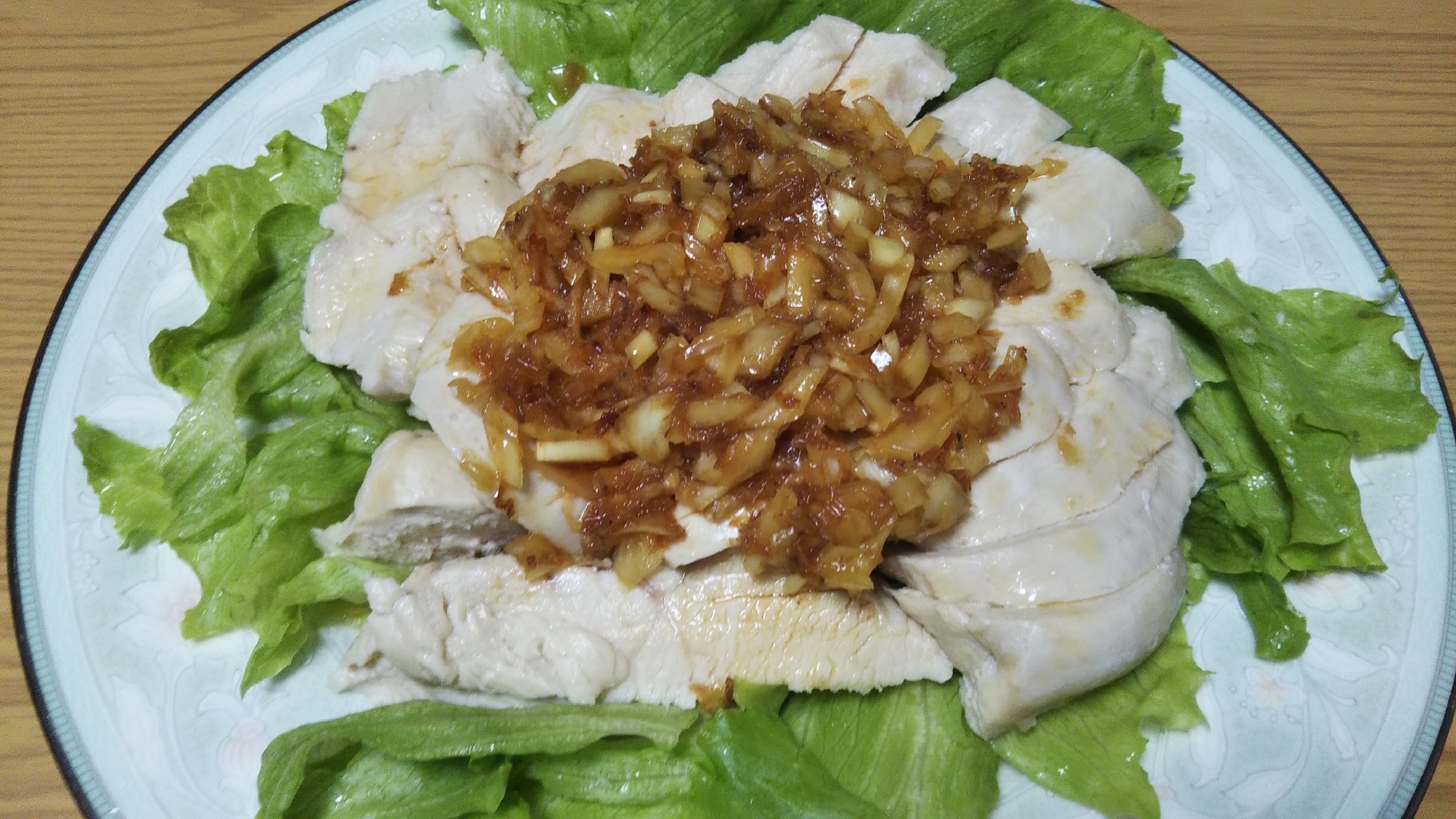 蒸し鶏の玉ねぎ鰹節ドレッシングかけ☆