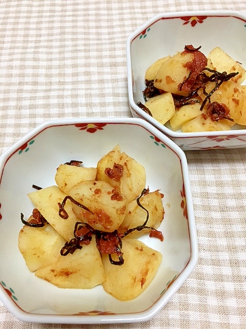 レンジで♪ポテトの梅塩昆布和え✿