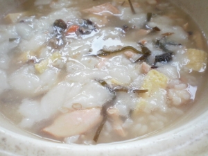 焼鮭とえびなどのおかずから簡単雑炊 レシピ 作り方 By ミルミント 楽天レシピ