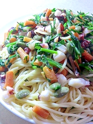 冷やしてもいける たことコロコロ野菜のスパゲッティ レシピ 作り方 By イササボラ 楽天レシピ
