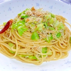 海老ちりめんとキャベツの和風パスタ♪