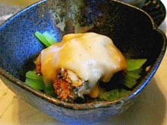 ふきとイワシパン粉焼きポテトオニオンソースの和え物