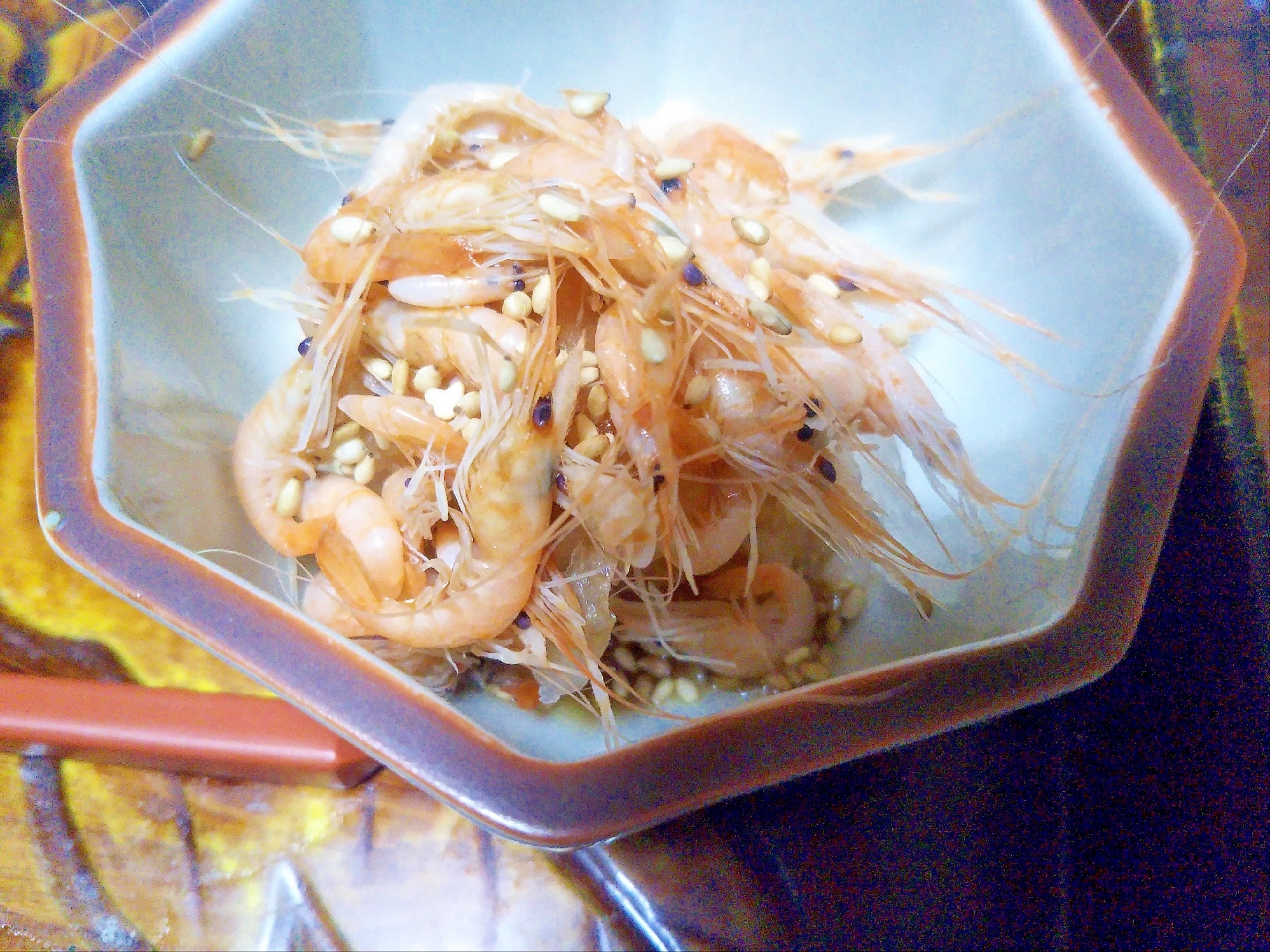 旬の桜エビの甘酢&白ごま和え