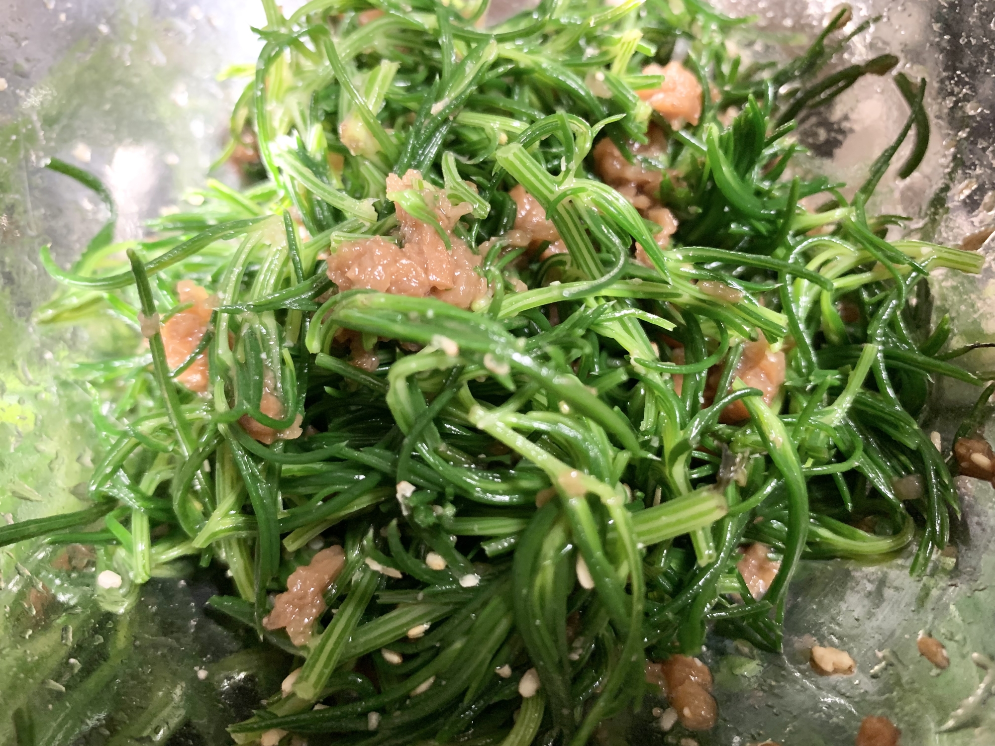 作り置きレシピ　おかひじきの梅肉和え