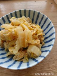 白菜と油揚げの卵とじ　味付けかんたん！