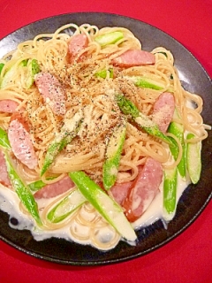 ウインナーとアスパラの☆クリームパスタ