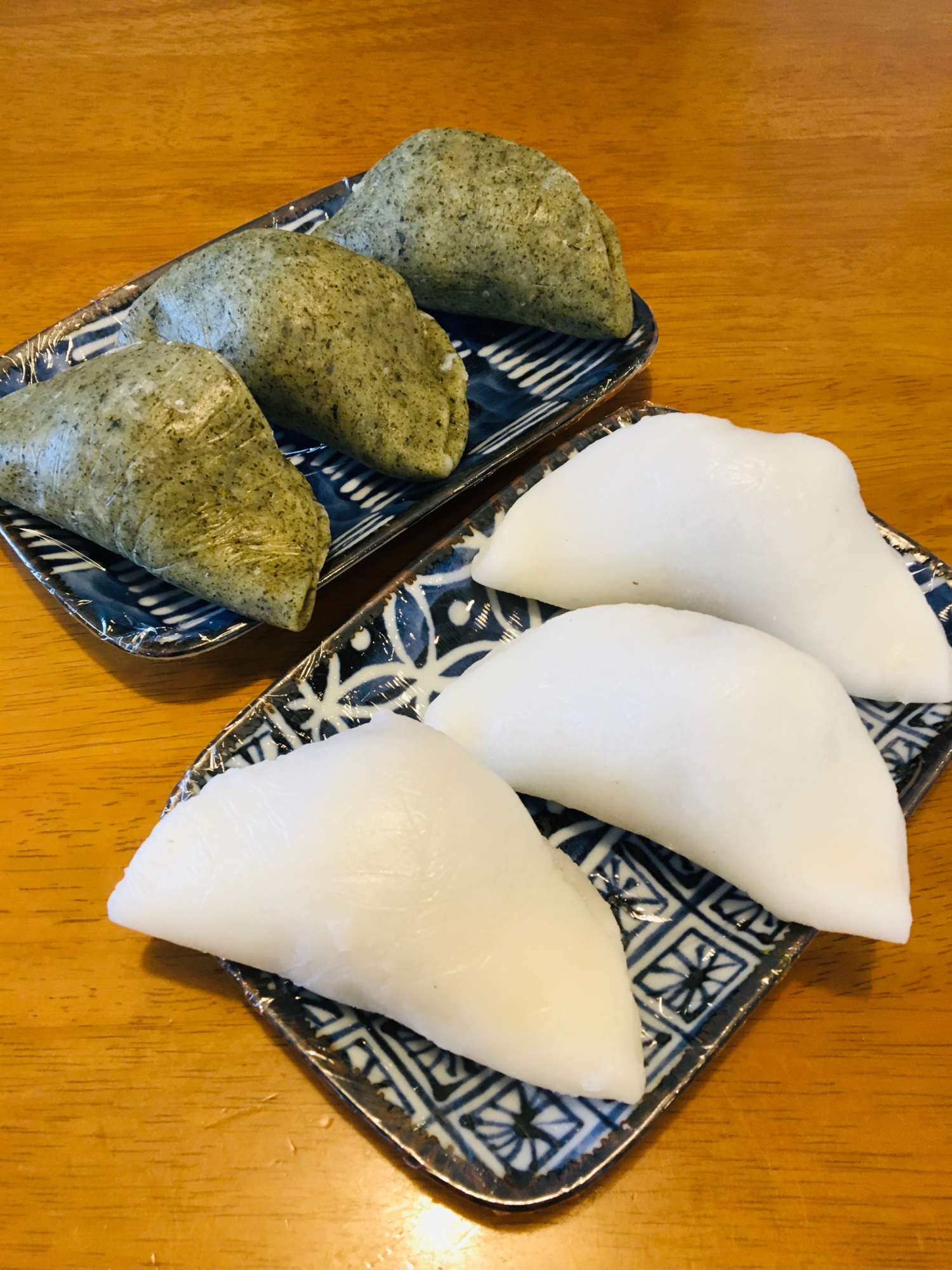 レンジで簡単⭐柏ないけど上新粉柏餅&よもぎ柏餅