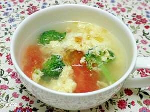 色とりどり トマトととブロッコリーの玉子スープ レシピ 作り方 By Momo 楽天レシピ
