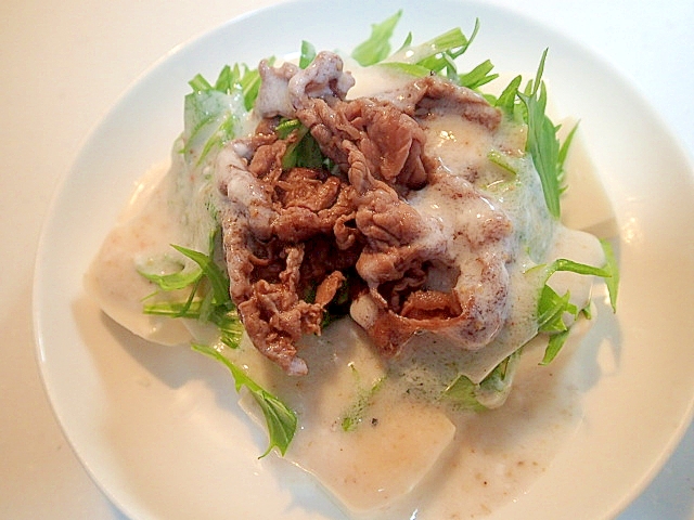 15. 豆腐と水菜と牛肉のサラダ