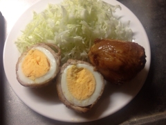 肉巻き卵の照り焼き