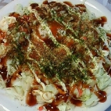 レンジで簡単!  粉ナシお好み焼き