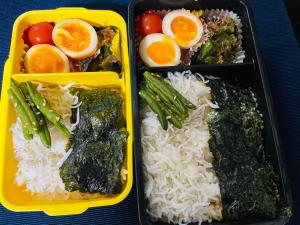 弁当 肉無しで作る海苔シラス弁当 レシピ 作り方 By 共働き主夫タカヒト 楽天レシピ