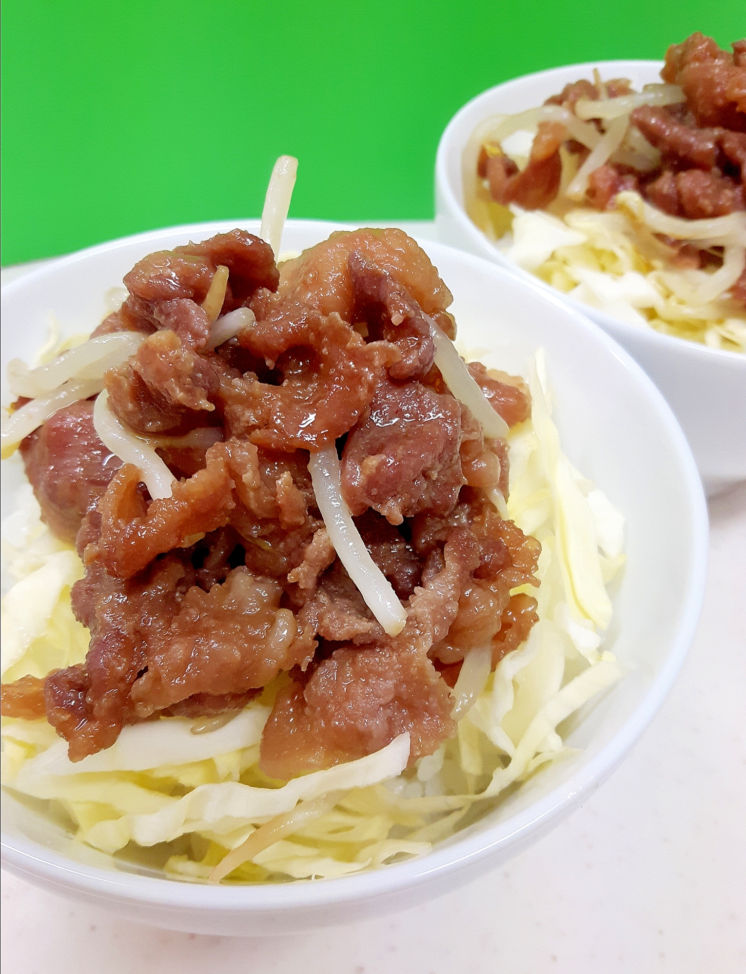 『豚焼肉のたれ漬け』とキャベツ！子供が喜ぶ簡単丼♪