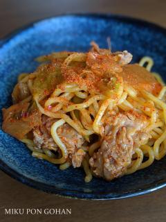 レンチンするだけ!豚キムチ焼きそば