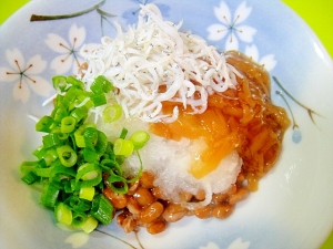 なめたけのっけ しらすおろし納豆 レシピ 作り方 By Mint74 楽天レシピ