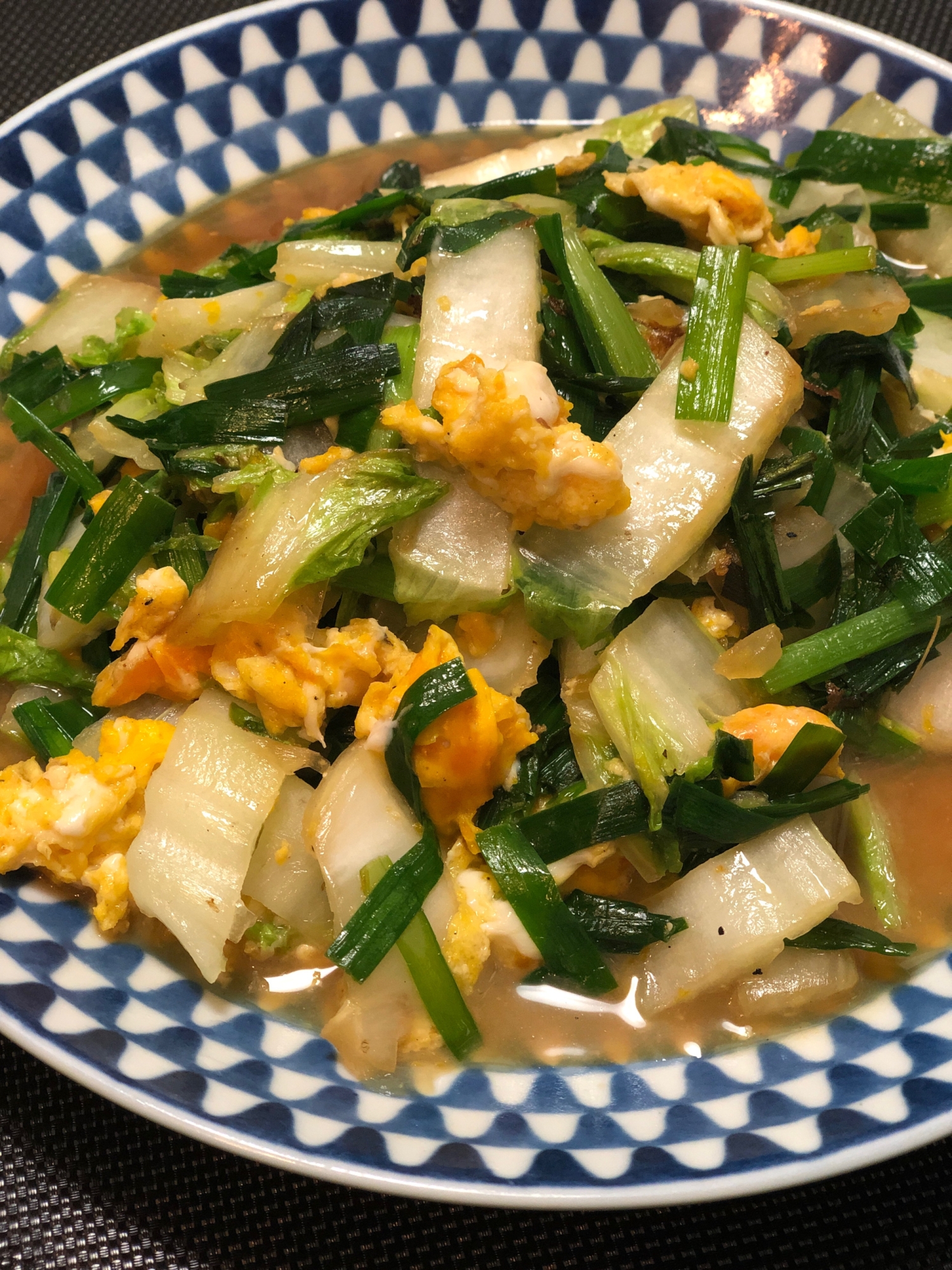 ニラとチーズと卵、コンソメ味☆洋風ニラ玉