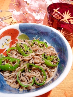 めんつゆで簡単！万願寺唐辛子としらすの炊いたん