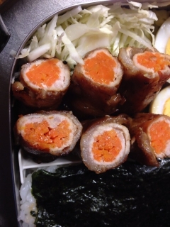 人参の豚肉巻き照り焼き