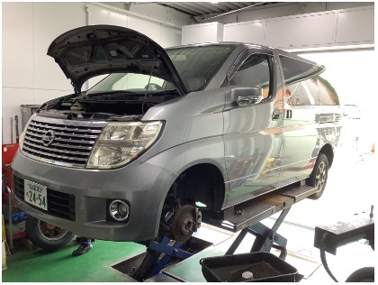 日産 エルグランド 車検ほぼ満タン 鹿児島発 日産 エルグランド(2005年式、13万～13万5千km)の車検作業実績・セルフ