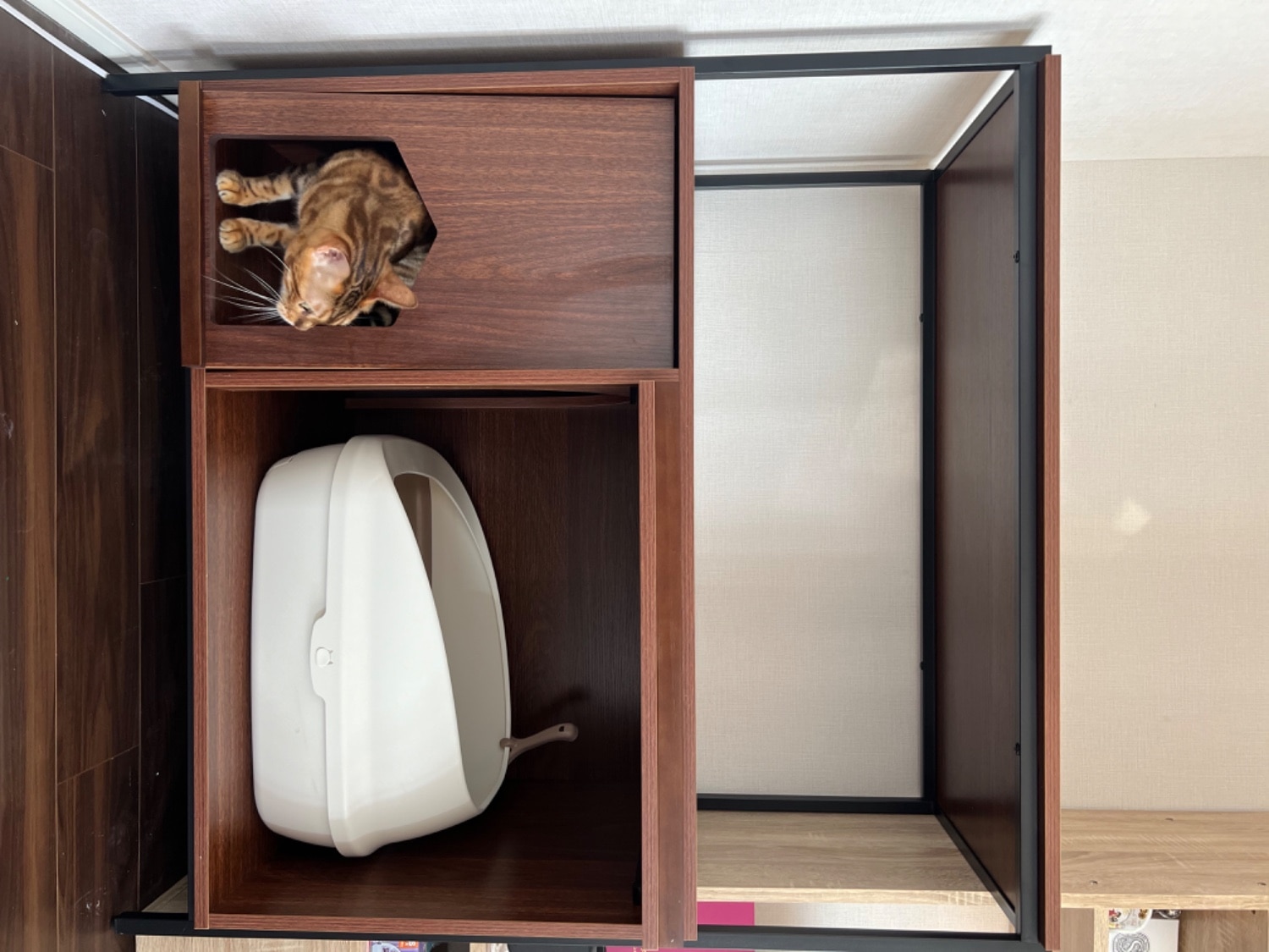 猫 トイレ 収納 隠す おしゃれ 家具 目隠し ペット用品 ねこ カバー インテリア ラック リビング 収納 棚 収納棚 猫トイレ収納 Selma セルマ レビュー画像1