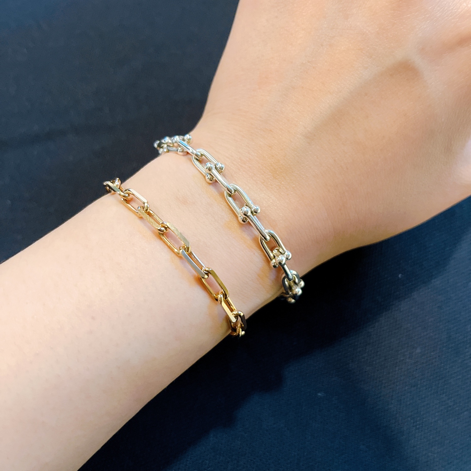 K18 18K サントス風　チェーンブレスレット Cartier】サントス チェーン ブレスレット 18K gold 送料込み