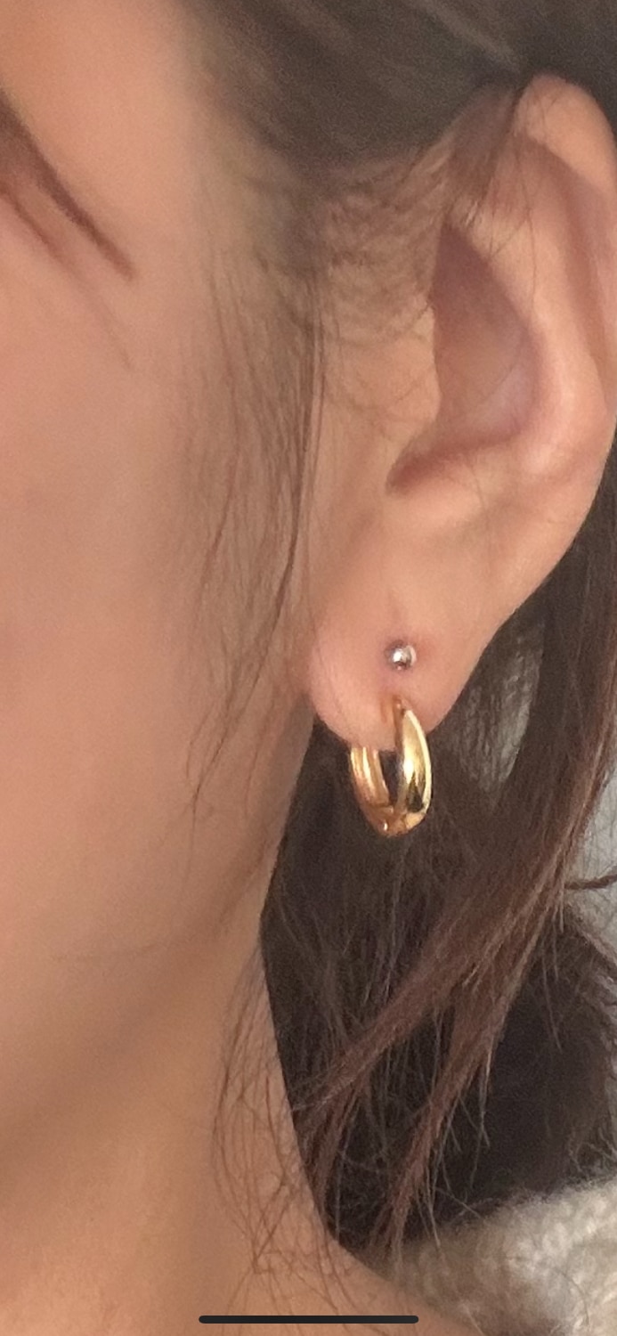 楽天市場】K18中折れ式フープピアス(14mmセミラウンド)(18金 18k