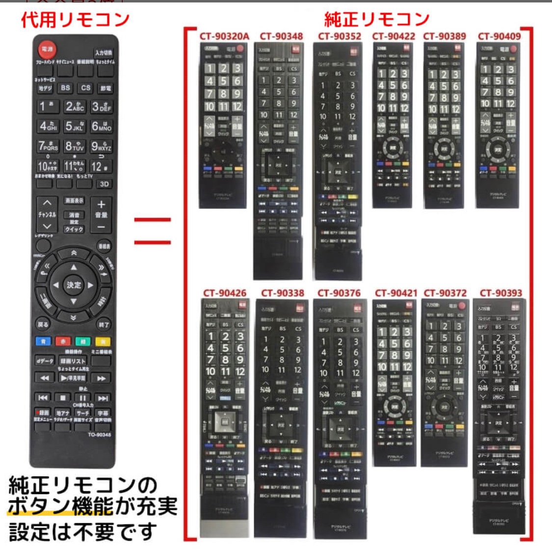 TOSHIBA 東芝 テレビリモコン CT-90389 - 映像機器