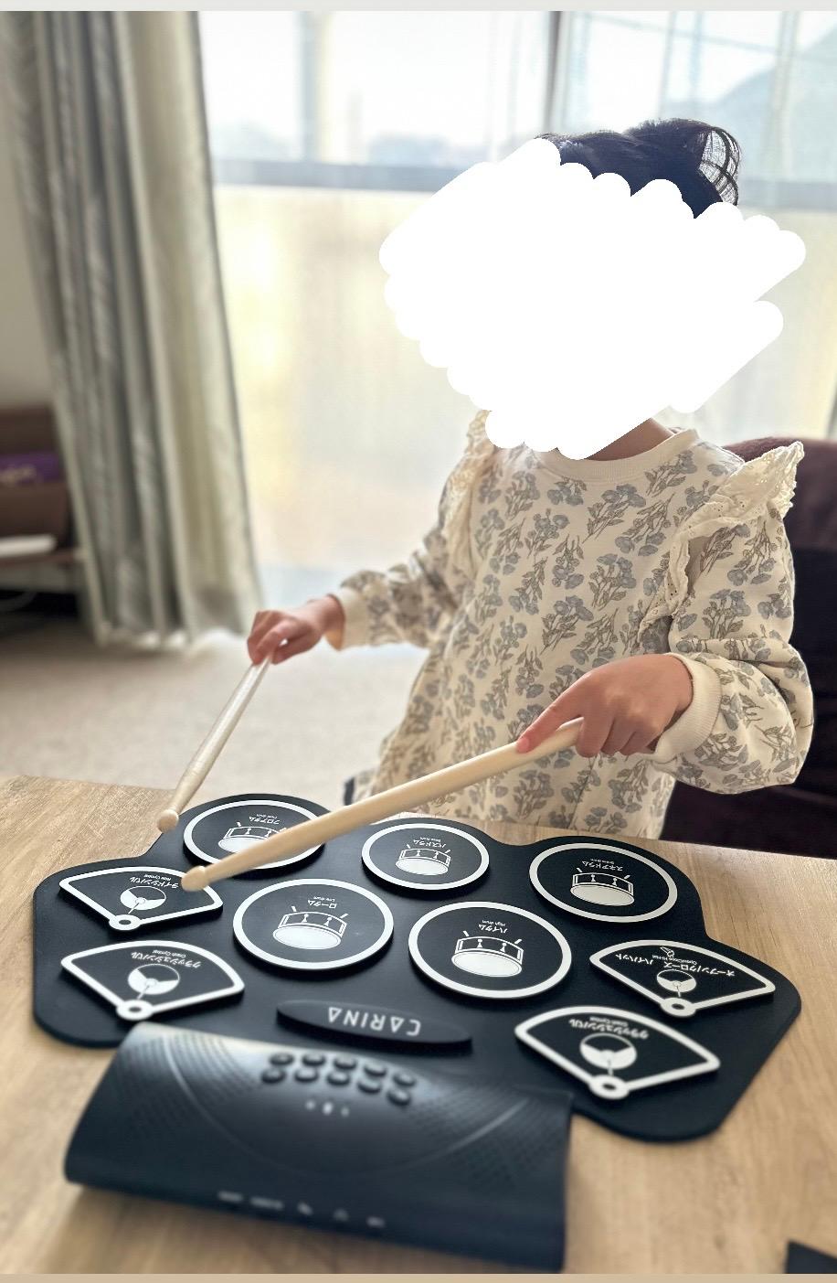 電子ドラム ロールドラム ロールアップドラム MIDI機能付き 充電式 楽器 練習用パッド 9個パッド 12デモ曲 7音 電子ドラム ロールドラム ロールアップドラム レビュー画像3