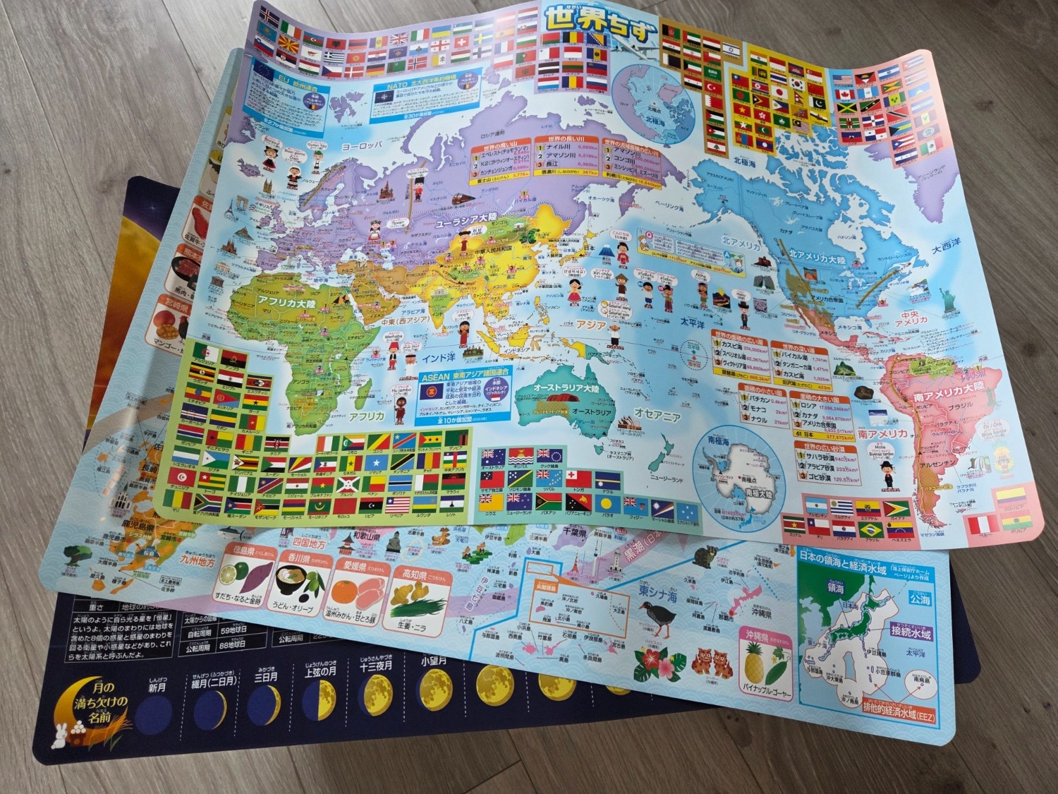 お風呂の学校 日本地図&世界地図&宇宙地図 お風呂ポスター 知育玩具 日本地図 レビュー画像7