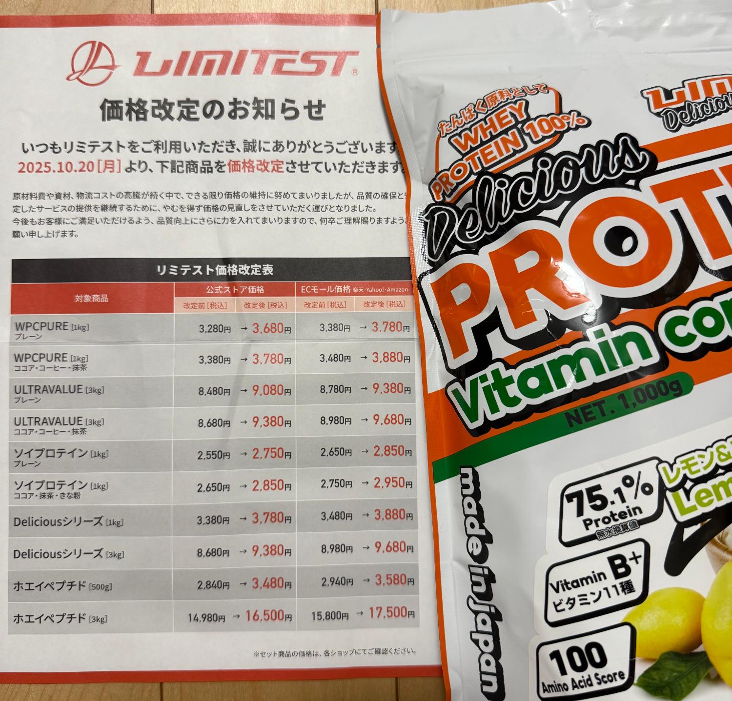 楽天市場】LIMITEST(リミテスト) ホエイプロテイン 1kg / 3kg /35g×7種 