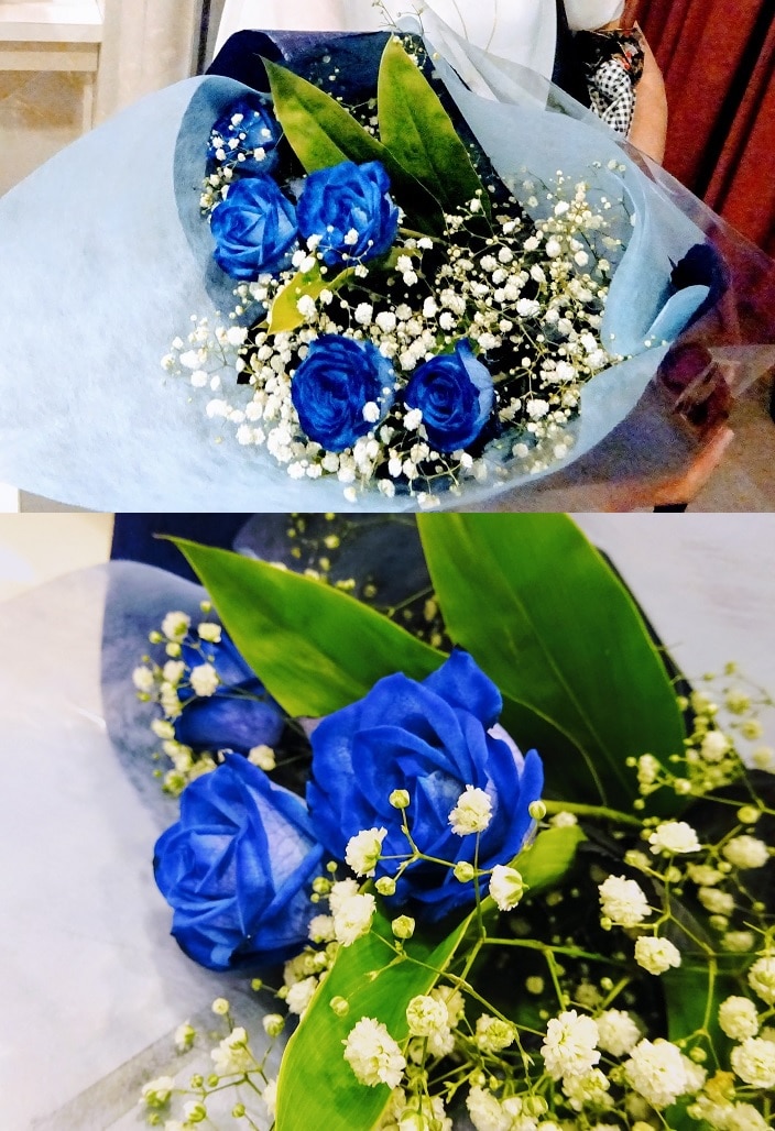 楽天市場 誕生日 花 ギフト バラ 花束 5本 青いバラ ブルーローズ 花束 バラ 花束 青いバラ 青いバラ花束 誕生日 結婚記念日 プロポーズ 花束 青いバラ5本の花束 ブルーローズ 薔薇 送料無料 送別会 退職祝い 青いバラの花束 誕生祝いに贈る花束 バースデーギフト 卒業