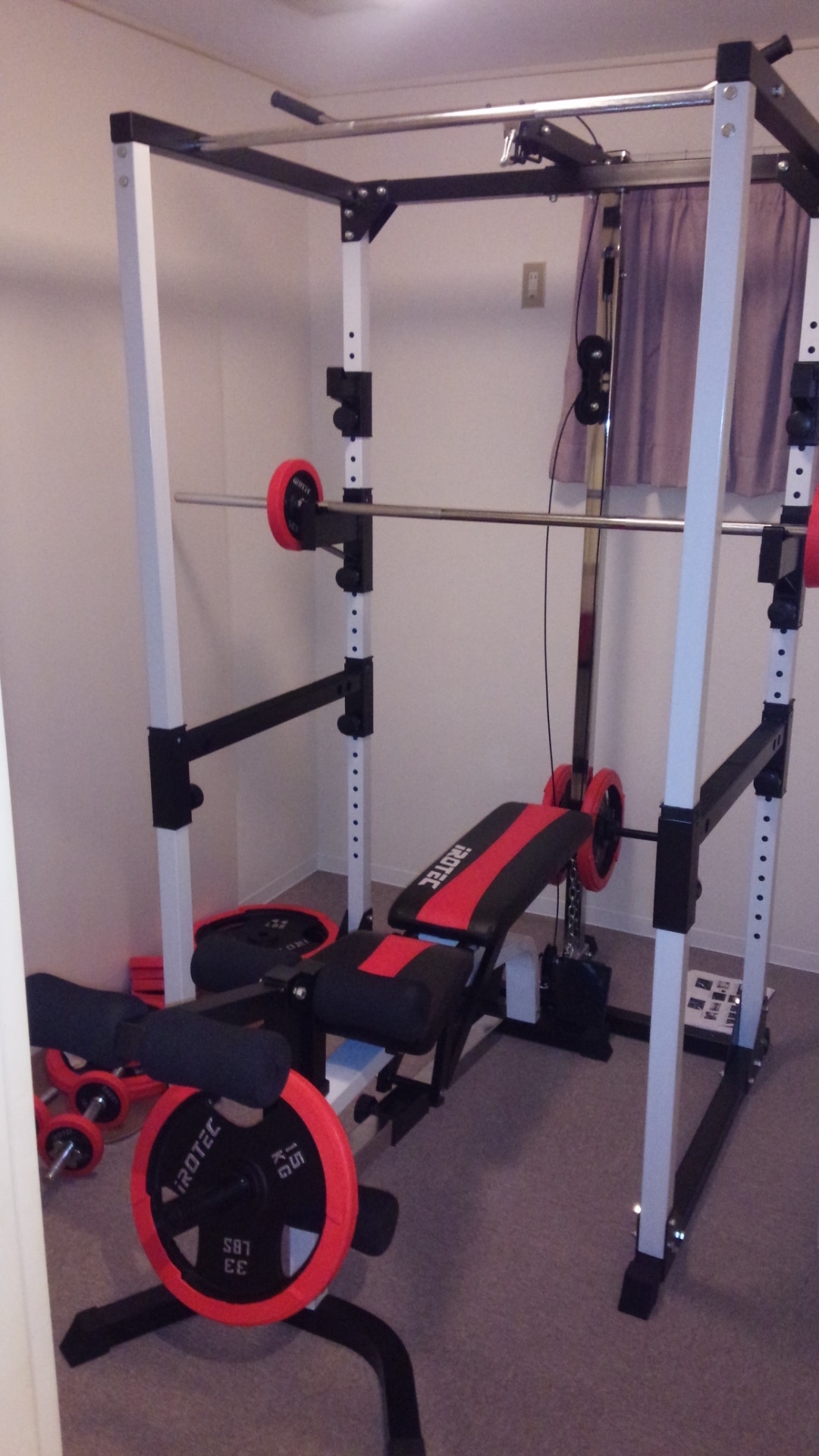 iRotec/アイロテック マルチパワーラック マスキュラーセット 140kg バーベル ダンベル マルチポジションベンチ 筋トレ （W-3238） IROTEC [9日-11日はPアップ] IROTEC(アイロテック)マルチパワーラック