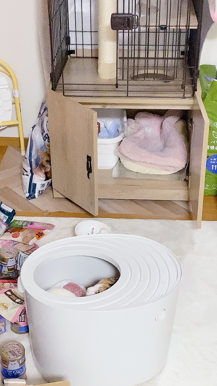 アイリスオーヤマ 猫 ケージ 2段 3段 ハンモック トイレ収納 コンパクト ワイド ゲージ スリム キャットケージ 隠 キャットケージ アイリスオーヤマ 猫ケージ口コミ レビュー画像10