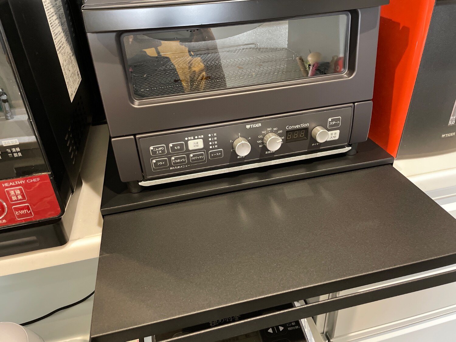 ［ キッチン家電下スライドテーブル タワー W80／W45 ］山崎実業 tower レンジ下 収納 ラック テーブル 引 山崎実業 tower タワー レビュー画像5
