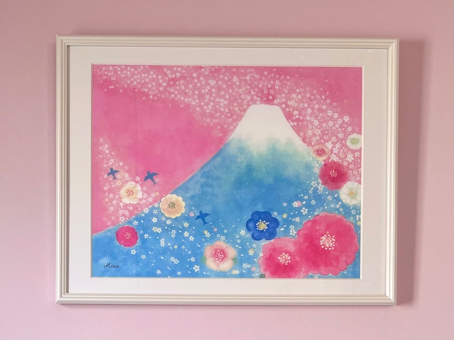 楽天市場】絵画 山 富士山 花 「歓びの空へ」 額入り 玄関 風景画 額