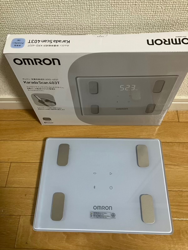 あき OMRON Karada Scan 403T 体組成計スマホ連動 体重体組成計 KRD-403T-B（KRD-408T-B） カラダスキャン アイス