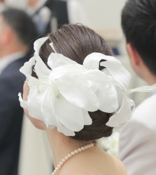 楽天市場】成人式 フォトウェディング 造花 百合髪飾り ヘッドドレス M