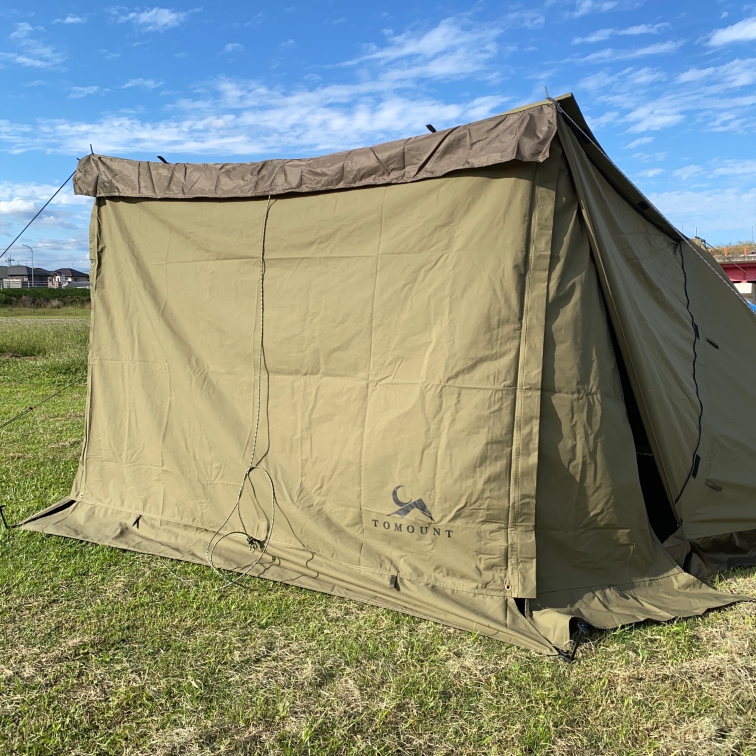 TOMOUNT パップテント　オプションの前幕付き Amazon.co.jp: TOMOUNT パップテント用前幕 TC素材 陣幕 ポリコットン