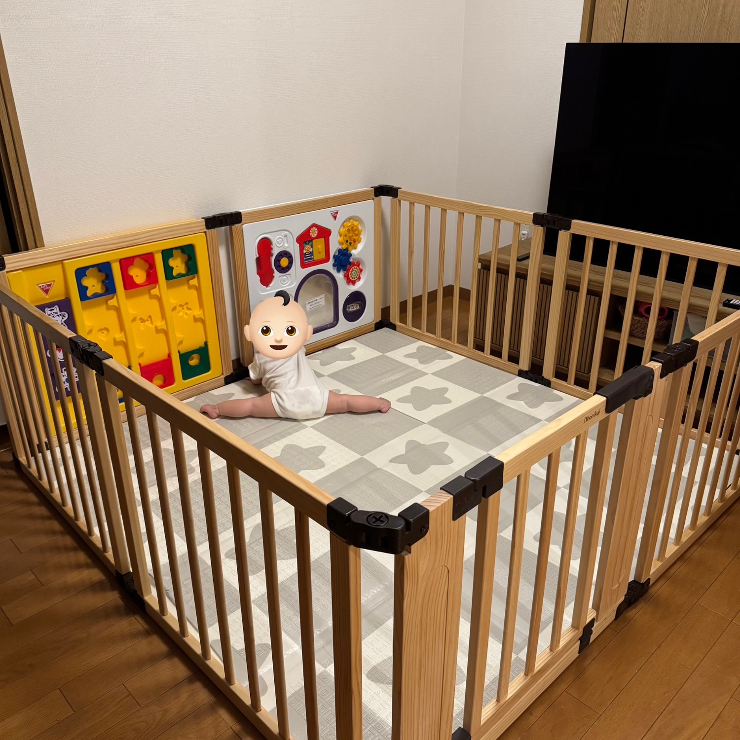 た*む様 超美品　ミュージカルキッズランド　ベビーサークル　ベビーフェンス 楽天市場】【レビューキャンペーン実施】 木製 ベビーサークル